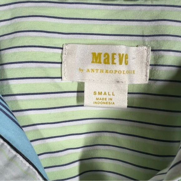 Anthropologie Maeve Blue Green Striped Hi Low Tunic Top - Picture 3 of 5